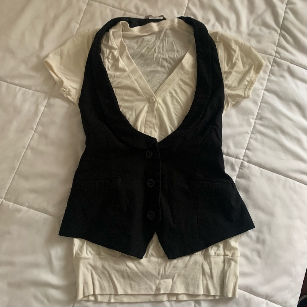 Y2k cream white top